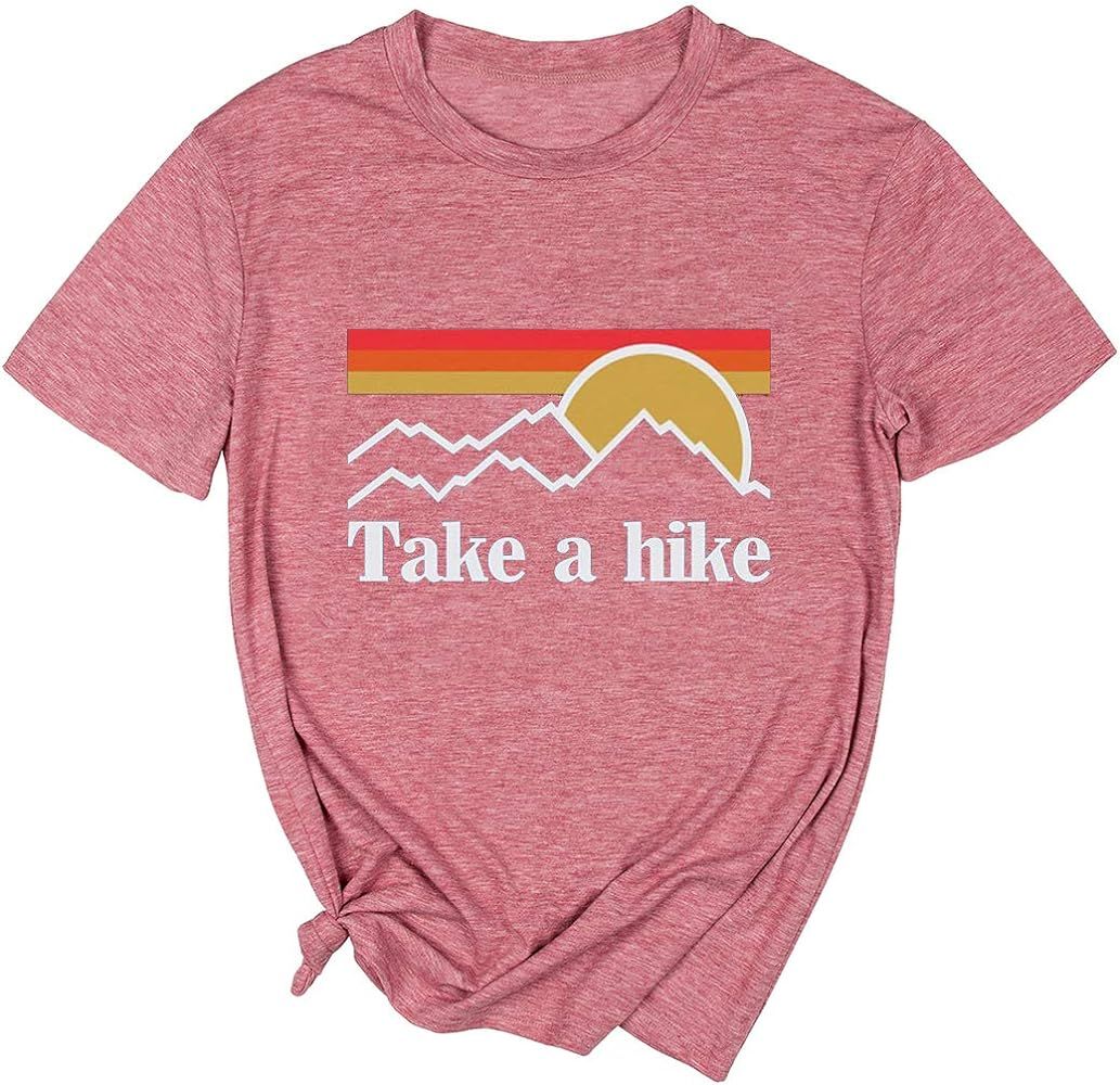 Xiaomomo Womens Take A Hike Printed Short Sleeves T-Shirt Casual Camping Hiking Graphic Tee Tops | Amazon (US)