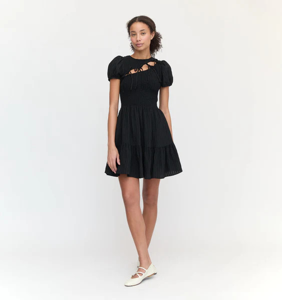 The Gia Mini Nap Dress - Black Tonal Seersucker | Hill House Home US