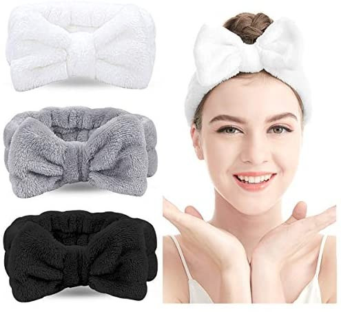 Spa Headband – Bow Hair Band Women Facial Makeup Head Band Soft Coral Fleece Head Wraps (Multi-... | Amazon (CA)