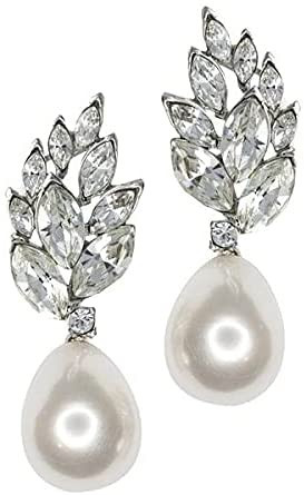 Kenneth Jay Lane Crystal and Pearl Drop Clip-On Earrings | Amazon (US)