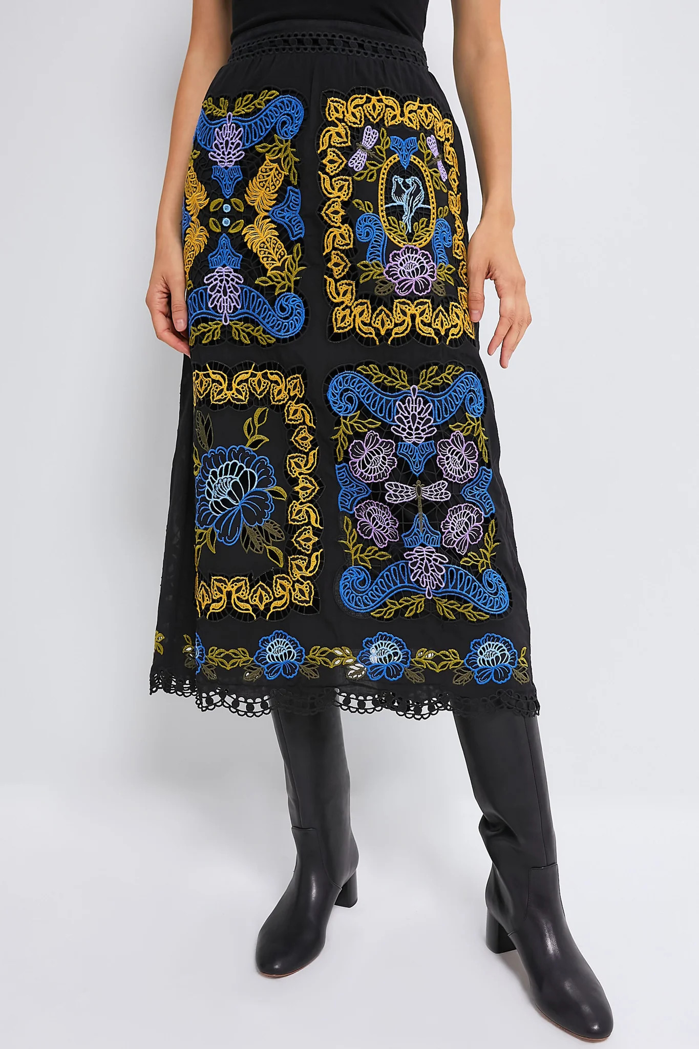 Black Richelieu Midi Skirt | Tuckernuck (US)