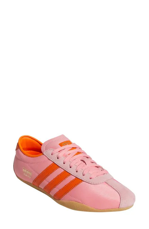 adidas Tokyo Low Top Suede Sneaker in Pink Spark/Orange/Gold at Nordstrom, Size 6.5 | Nordstrom