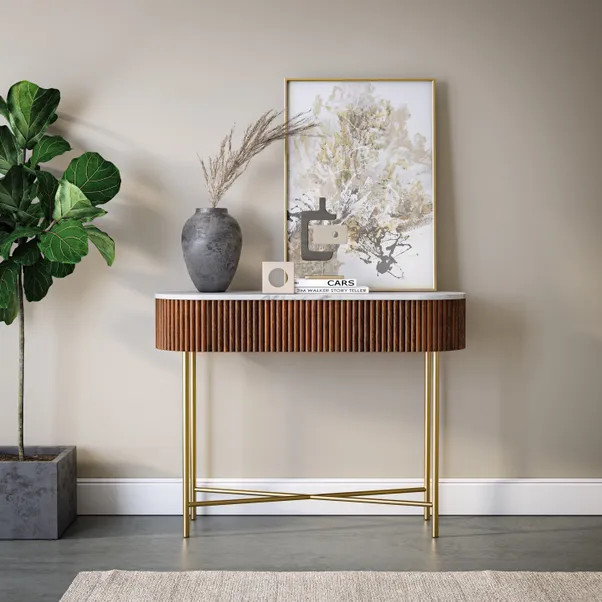 Kiera Console Table, Mango Wood & Real Marble | Dunelm (migrated)