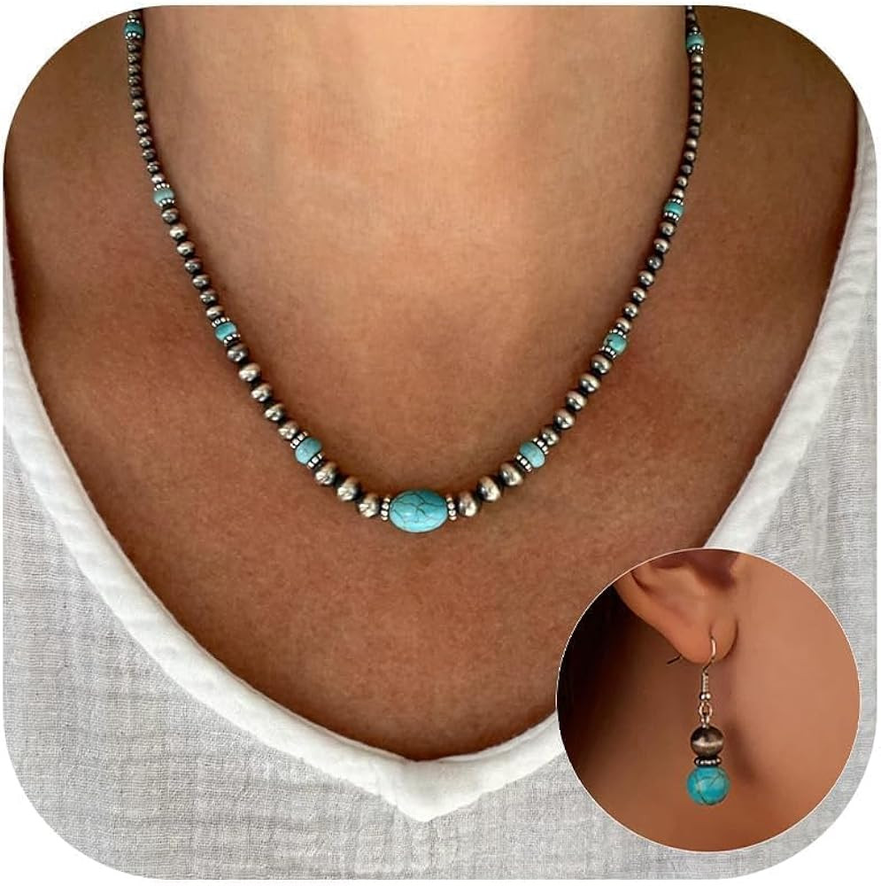 Roe Dolph Western Jewelry Set Navajo Pearl Necklace Earrings Turquoise Jewelry for Women Country ... | Amazon (US)