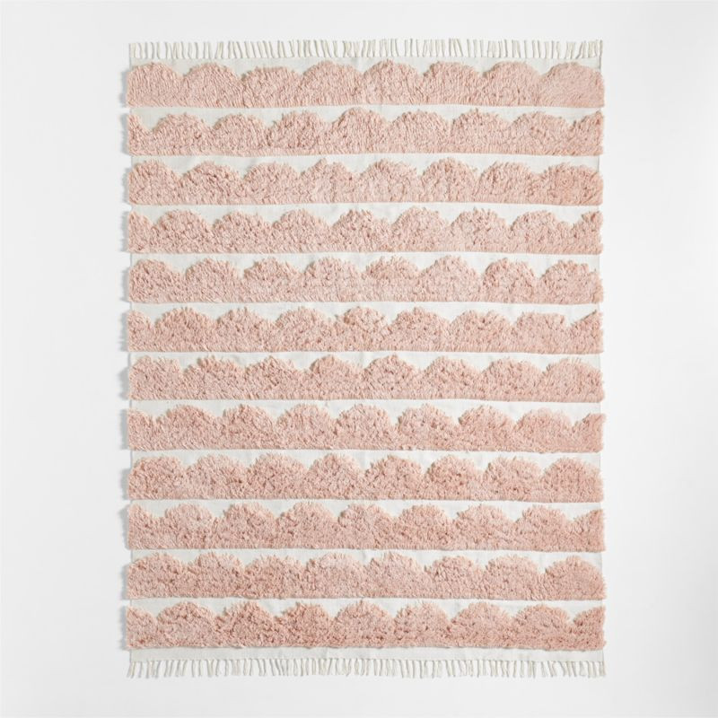 Hi/Low Scallop Elegant Pink Flatweave Kids Performance Area Rug 5x8 | Crate & Kids | Crate & Barrel