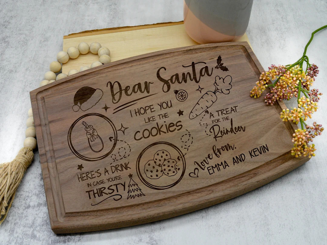 Christmas Cutting Board, Santa Cookie Tray, Santa Treat Board, Santa Tray, Santa Cutting Board, C... | Etsy (US)