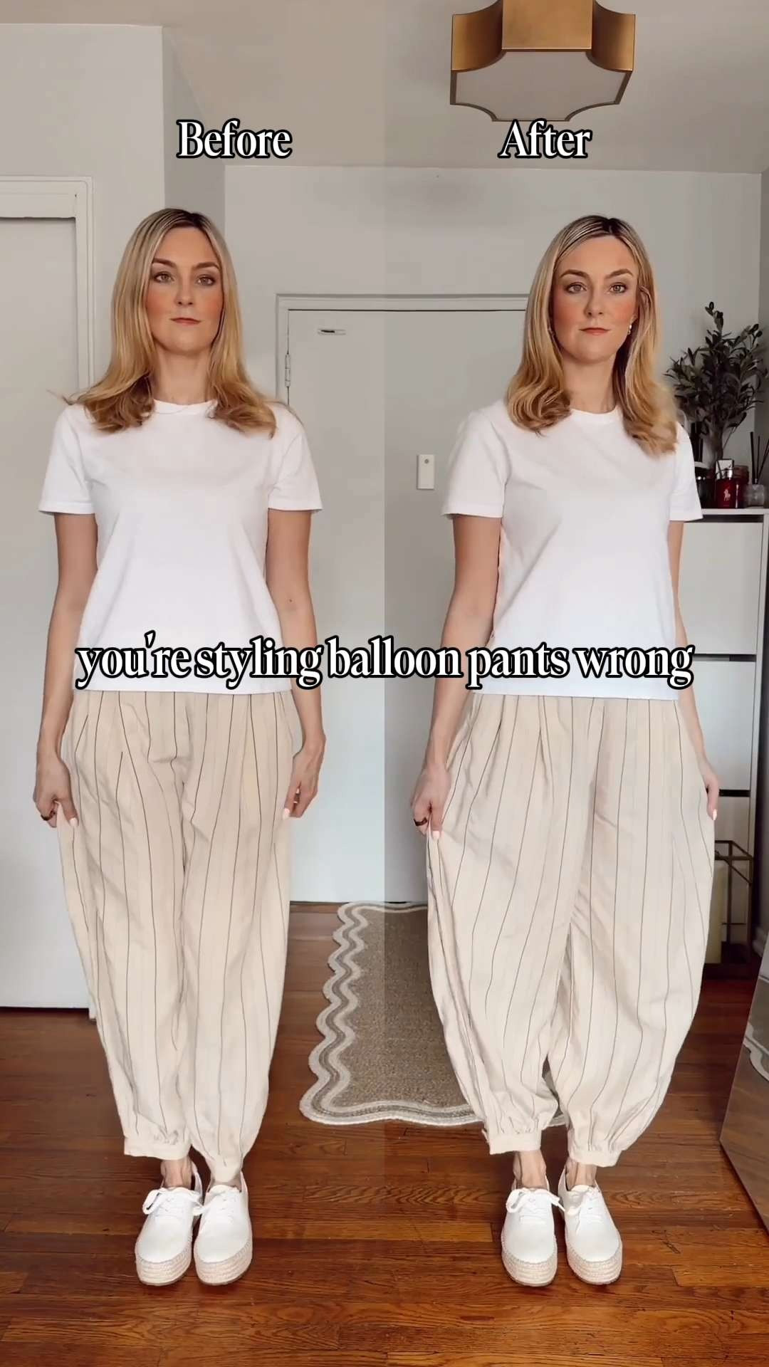 save it for later because balloon pants can go either way 👀😌 same pants, diff top and shoes - it’s all in the details 🤍 Wearing size XS in the pants! #balloonpants #mangooutfit #wearingvsstyling #outfitfixes #summeroutfit summer outfits, white tee, summer bag. 

 #LTKdayinmylife #LTKgrwm #LTKootd