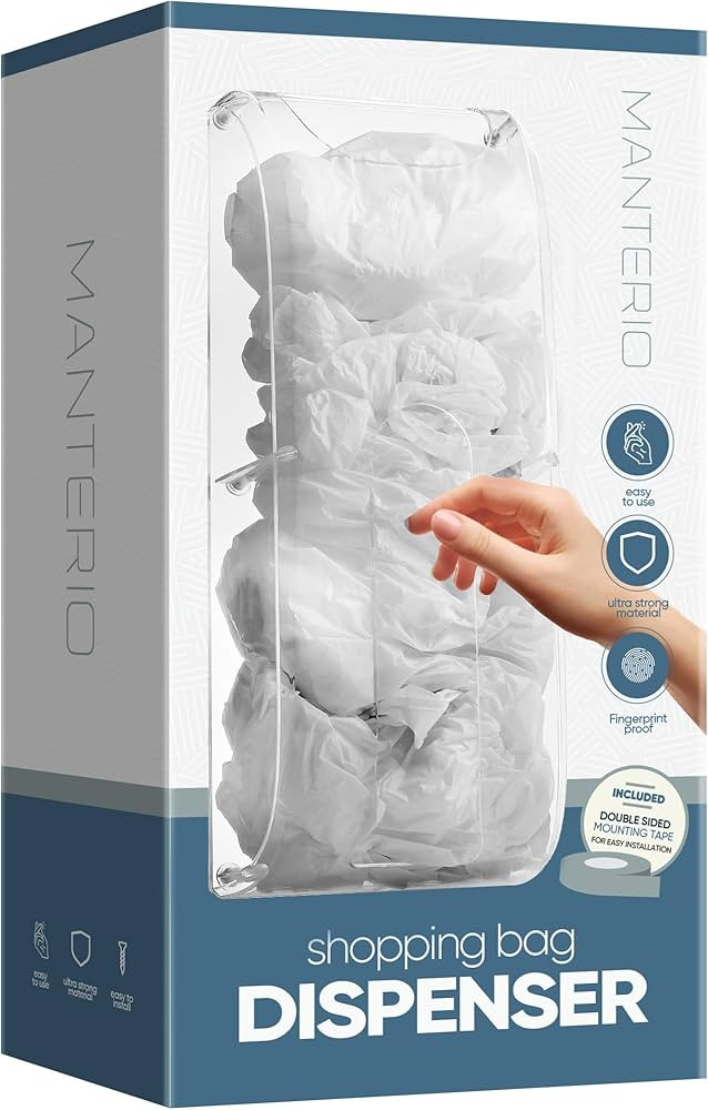 Manterio Plastic Bag Holder | Durable Acrylic Wall Mount Kitchen Grocery Bag Storage Organizer | ... | Amazon (US)