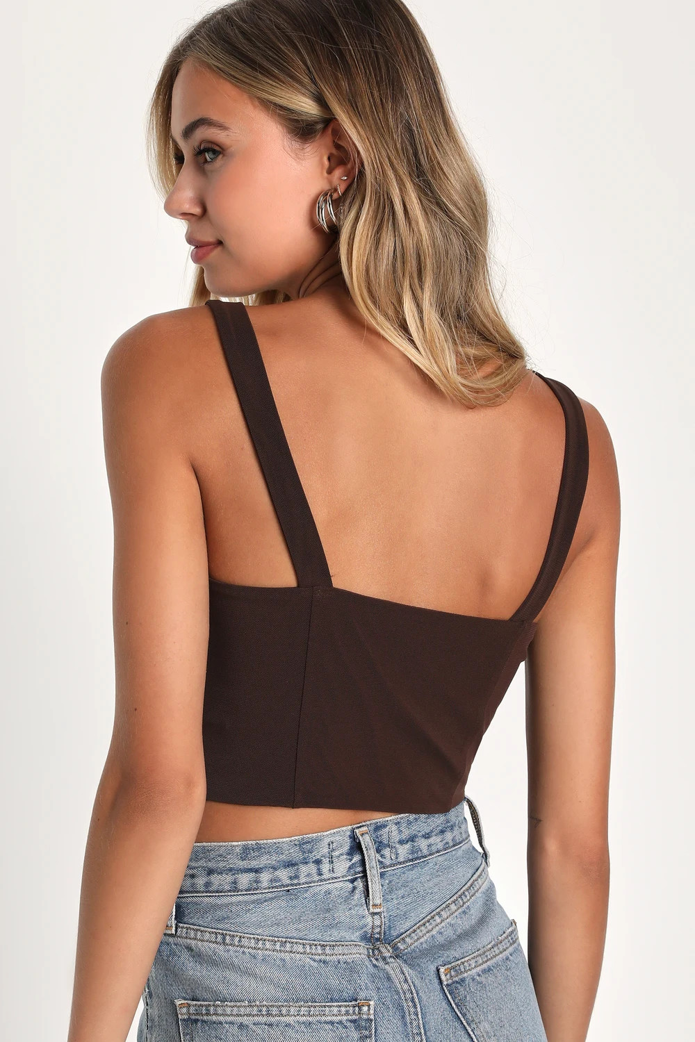 Mesh You More Chocolate Brown Mesh Bustier Tank Top | Lulus