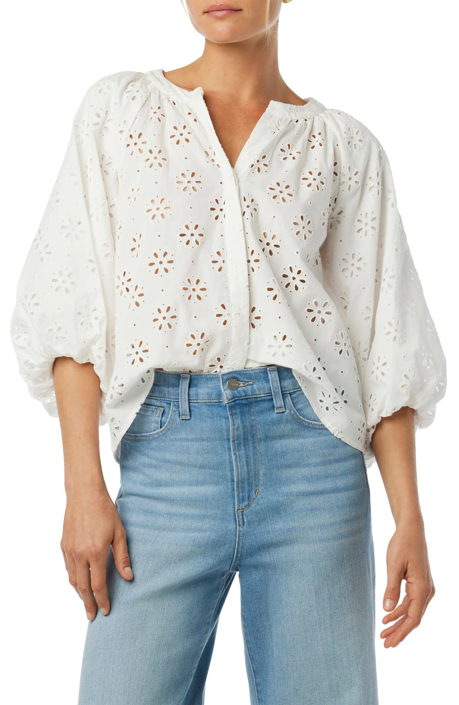 The Andie Broderie Anglaise Cotton Button-Up Top | Nordstrom