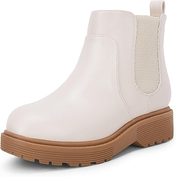 Coutgo Girls Kids Lug Sole Ankle Boots Side Zip Chunky Low Heel Slip On Winter Casu... | Amazon (US)