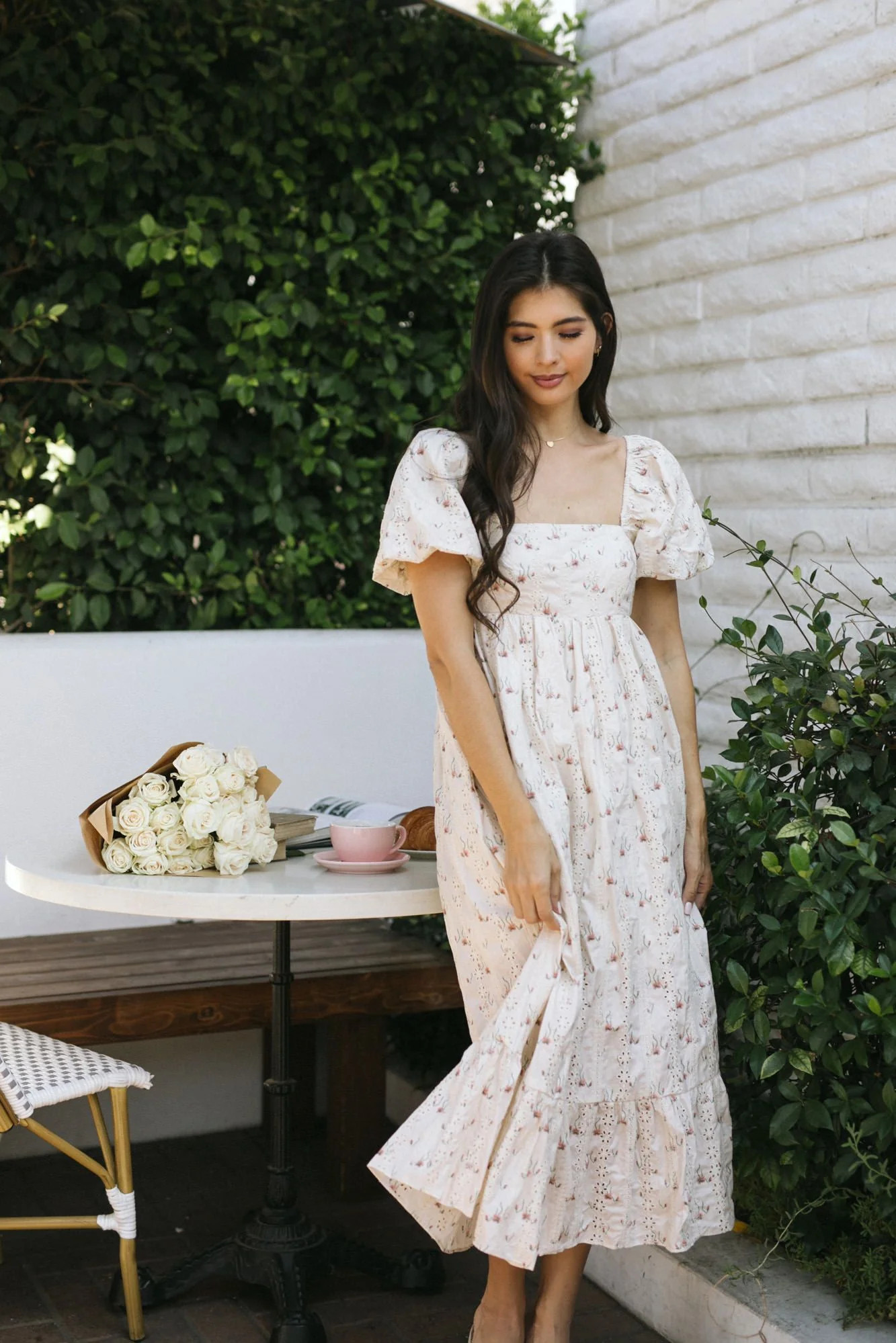 Ophelia Eyelet Midi Dress | Morning Lavender