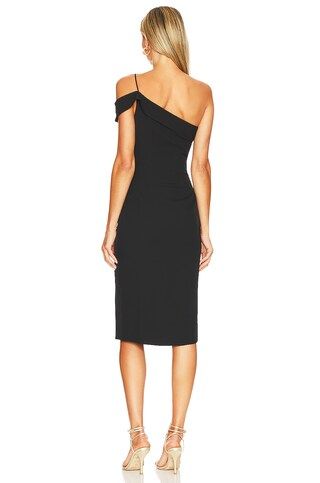 superdown Jillian Asymmetric Midi Dress in Black from Revolve.com | Revolve Clothing (Global)