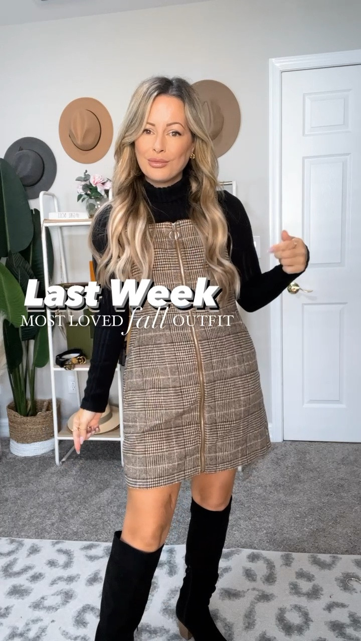 Fall outfit inspo! Plaid pinafore dress. Knee high affordable boots. Shoes, fall look. Turtle neck top.


#LTKVideo #LTKSeasonal #LTKfindsunder50