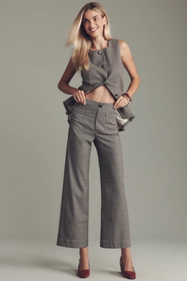 The @merricksart Colette Crop Houndstooth Pants by Maeve | Anthropologie (US)