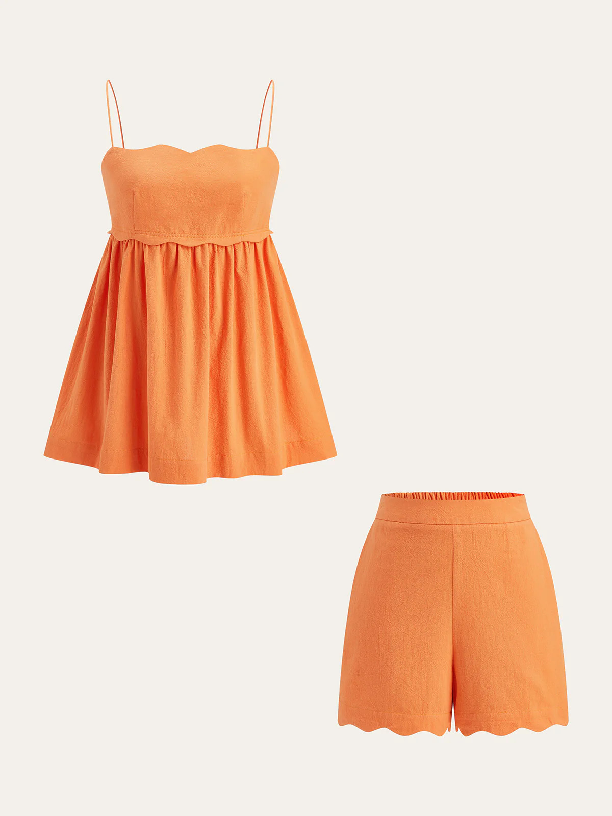 Scallop Hem Cami Top and Shorts Set | Commense