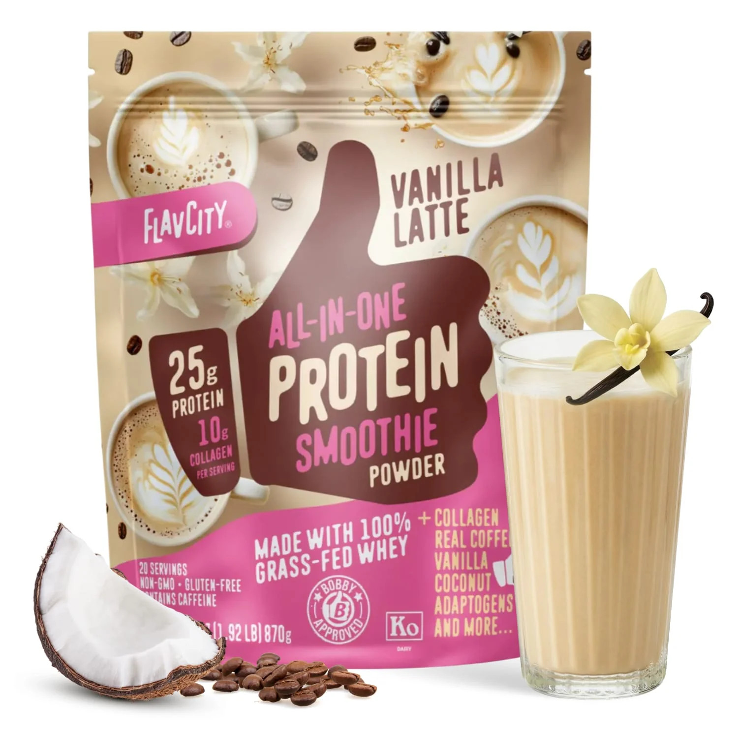 Vanilla Latte Protein Shake | Collagen Protein | FlavCity | FlavCity