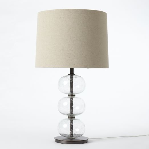 Abacus Lamp, Clear Glass/Natural Linen - CFL | West Elm (US)
