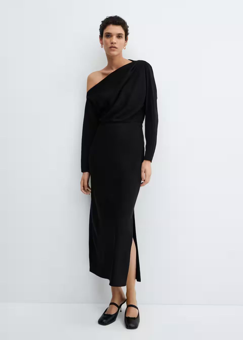 Asymmetrical dress with slit -  Women | Mango USA | MANGO (US)