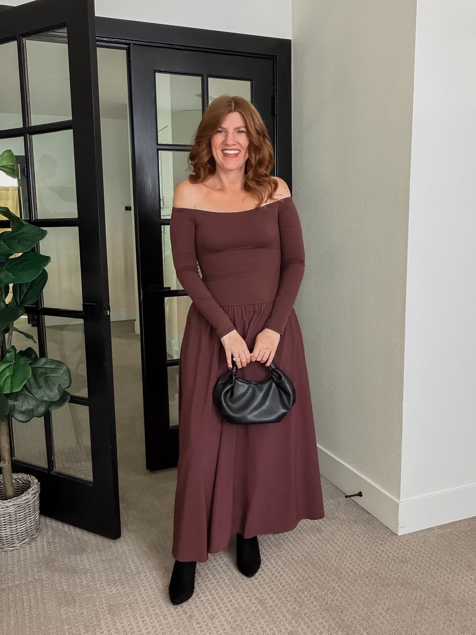 Off the shoulder dress from Amazon size small. 

#LTKFindsUnder50 #LTKPetite #LTKootd