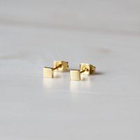Square Stud Earrings - Dainty Studs Tiny Minimalist Gift For Her Geometric Hypoallergenic | Etsy (US)