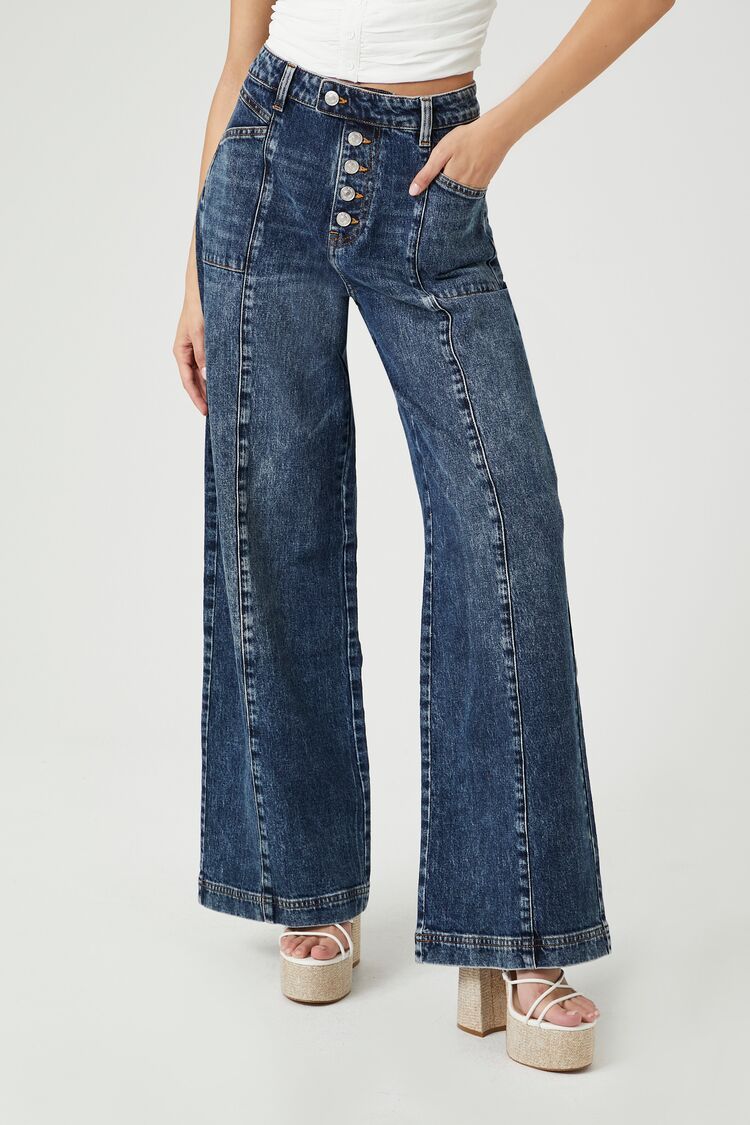 Wide-Leg Seamed Jeans | Forever 21 (US)