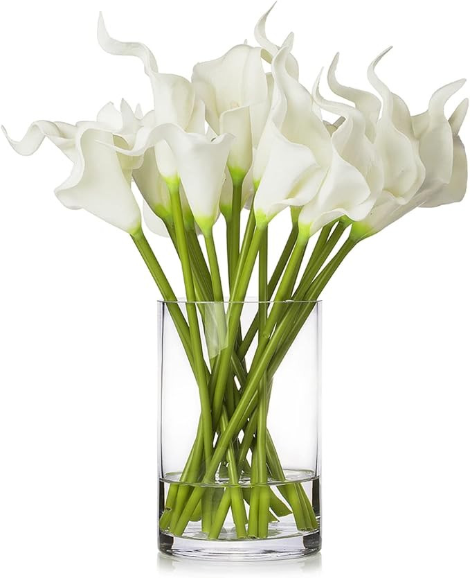 ENOVA FLORAL 20 Pieces Real Touch Lilies Artificial Flowers with Vase, Faux Calla Lily Flowers Ar... | Amazon (US)