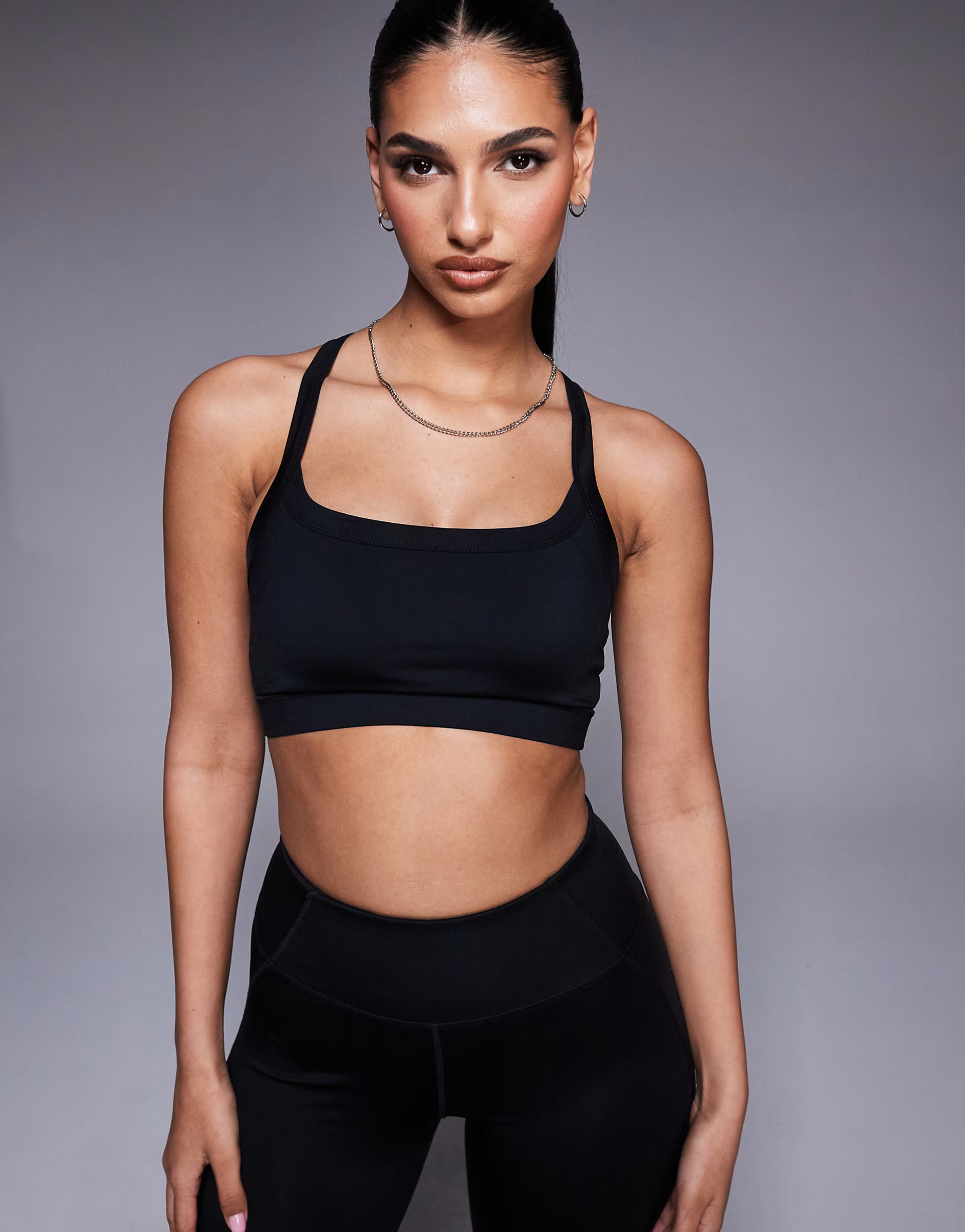 Home› Search results for black sports bra› 4505 Icon medium support square neck sports bra wi... | ASOS (Global)