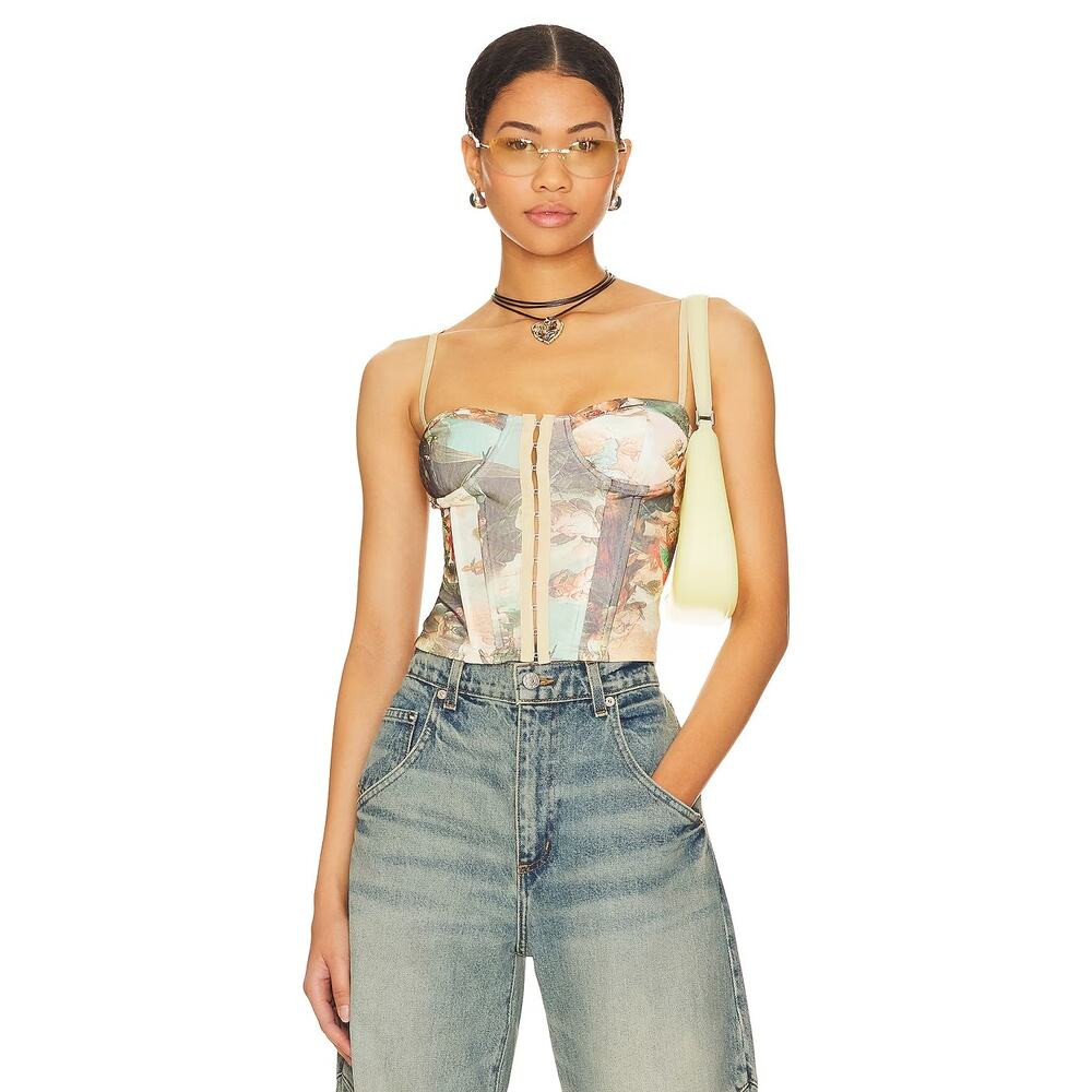 Superdown Ziva Bustier Top in Tan\u200e Multi Size Large | Poshmark