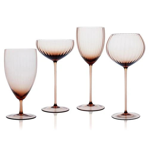 Quinn Modern Classic Amber Red Wine Glass - Set of 2 | Kathy Kuo Home