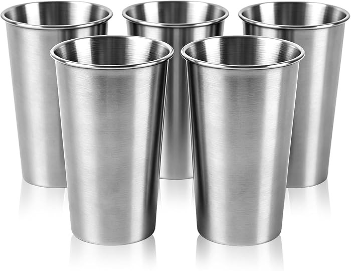 Stainless Steel Cups, 5 Pack 500 ml Reusable Metal Drinking Cups, Stackable Stainless Steel Pint ... | Amazon (UK)