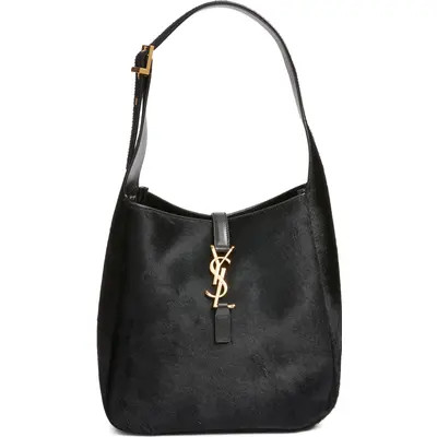 Saint Laurent Small Le 5 À 7 Genuine Calf Hair Shoulder Bag in Noir at Nordstrom | Nordstrom
