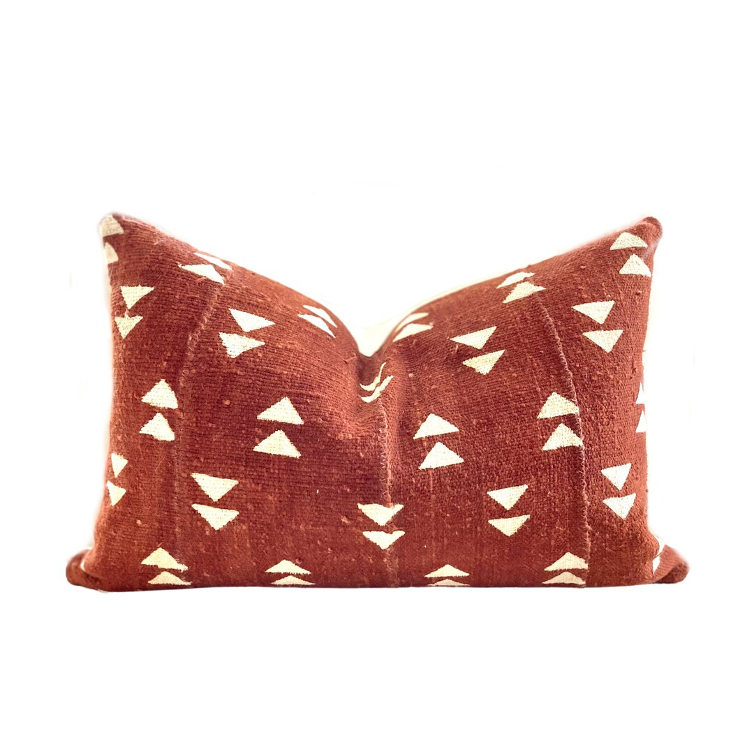 THE FLINT DEUCE Rust  Authentic African Mudcloth Lumbar - Etsy | Etsy (US)