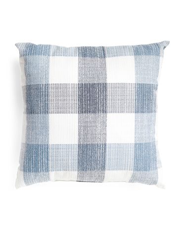 Made In Usa 22x22 Indoor Outdoor Plaid Performance Fabric Pillow | TJ Maxx