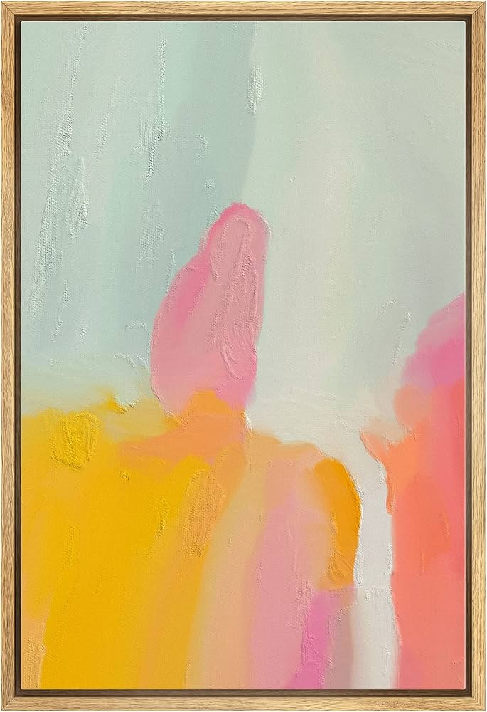 MUDECOR Framed Canvas Print Wall Art Neon Yellow Pink Green Watercolors Abstract Shape Illustrati... | Amazon (US)