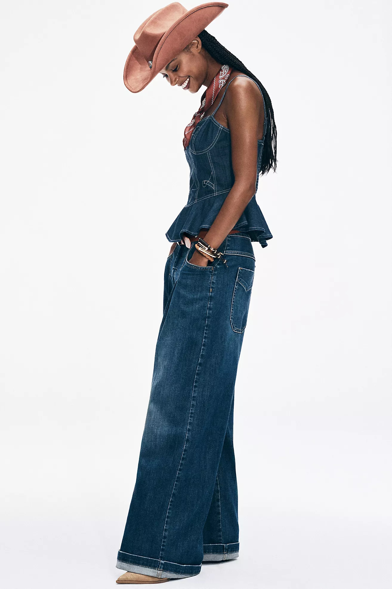 The Emory Pleated High-Rise Wide-Leg Jeans by Pilcro | Anthropologie (US)