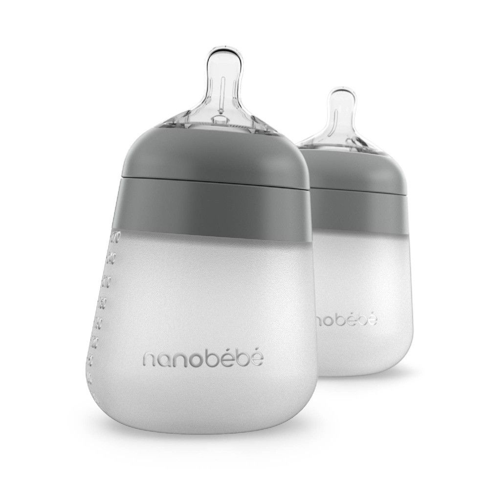 nanobebe 2pk Silicone Baby Bottle - Gray - 9oz/2pk | Target