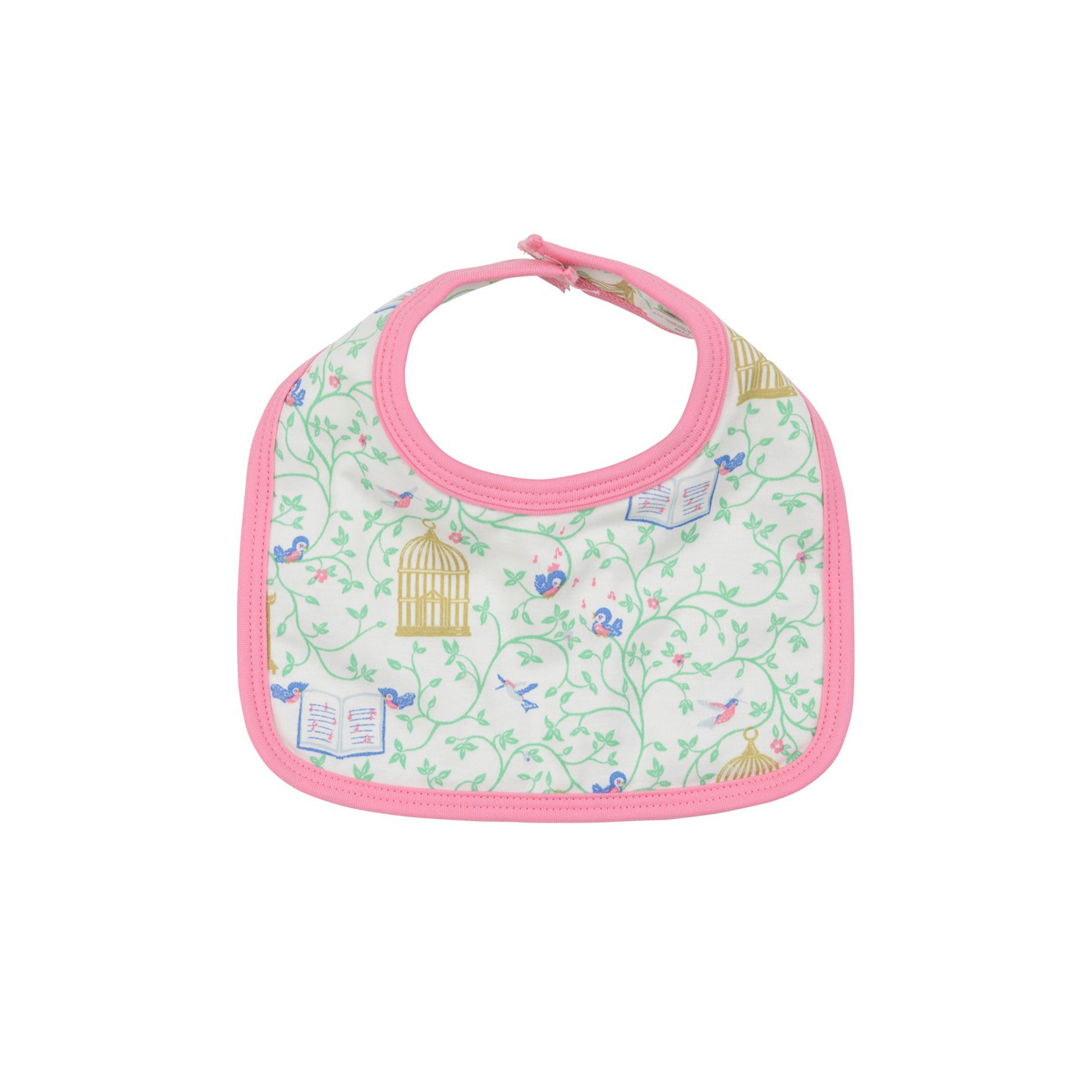 Bellyful Bib - Beaufort Bird Song with Hamptons Hot Pink | The Beaufort Bonnet Company