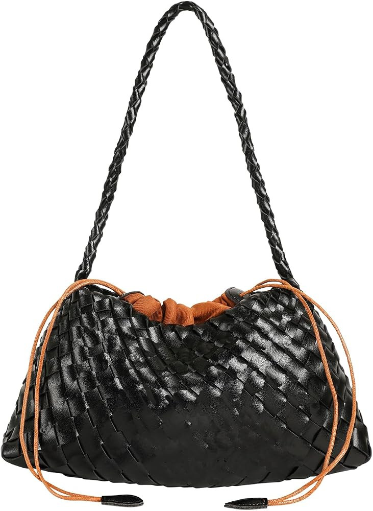 Basket Woven Handbag, Woven Shoulder Bag Cute Hobo Purse Tote Handbag | Amazon (US)