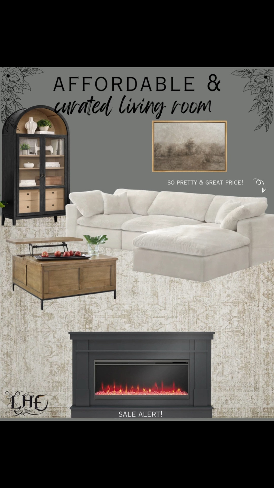Curated living room👌. Shop by clicking the thumbnails. Living room inspo, living room, affordable couch, affordable sofa, wall art, landscape wall art, affordable furniture, fireplace, electric fireplace, fireplace mantel, arched cabinet, living room cabinet, lift top coffee table, coffee table, neutral area rug, living room rug, rug, mixer farmhouse living room, farmhouse living room, sectional sofa, sectional couch, couch, display cabinet, curio cabinet

#LTKStyleTip #LTKHome #LTKFamily