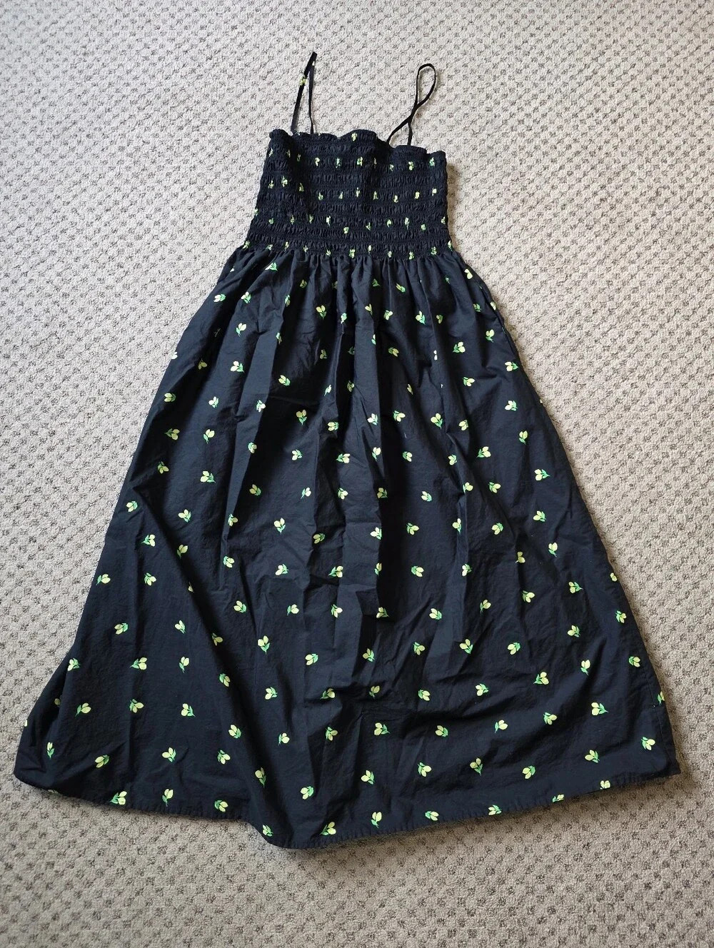 a new day Black Midi Cotton Dress with Lemon Print And Pockets | Poshmark