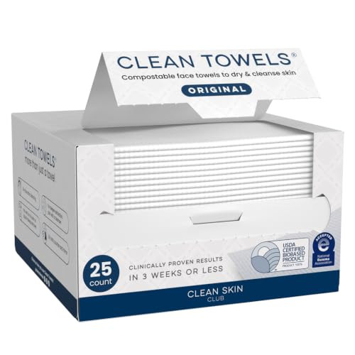 Clean Skin Club Clean Towels®, 100% USDA Biobased Face Towel, Disposable Face Towelette, Eczema Association Accepted, Makeup Remover Dry Wipes, Ultra Soft, 1 Pack, 25 Ct | Amazon (US)