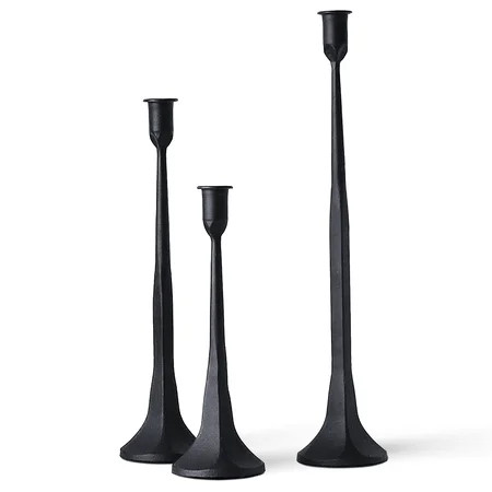 Cast Iron Taper Candle Holder Set of 3, Tall Candlestick Holders for Dining Table Centerpiece Decor, Vintage Candle Stick Holders, Decorative Candle Stands for Wedding Decoration, Black | Walmart (US)