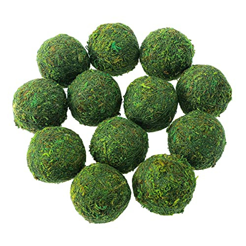 12Pack Decorative Faux Dried Moss Balls- 2.2" Artificial Green Plant Mossy Globes Handmade Sphere Moss for Home Dough Bowl Vase Chinoiserie Decors Party Wedding Display | Amazon (US)