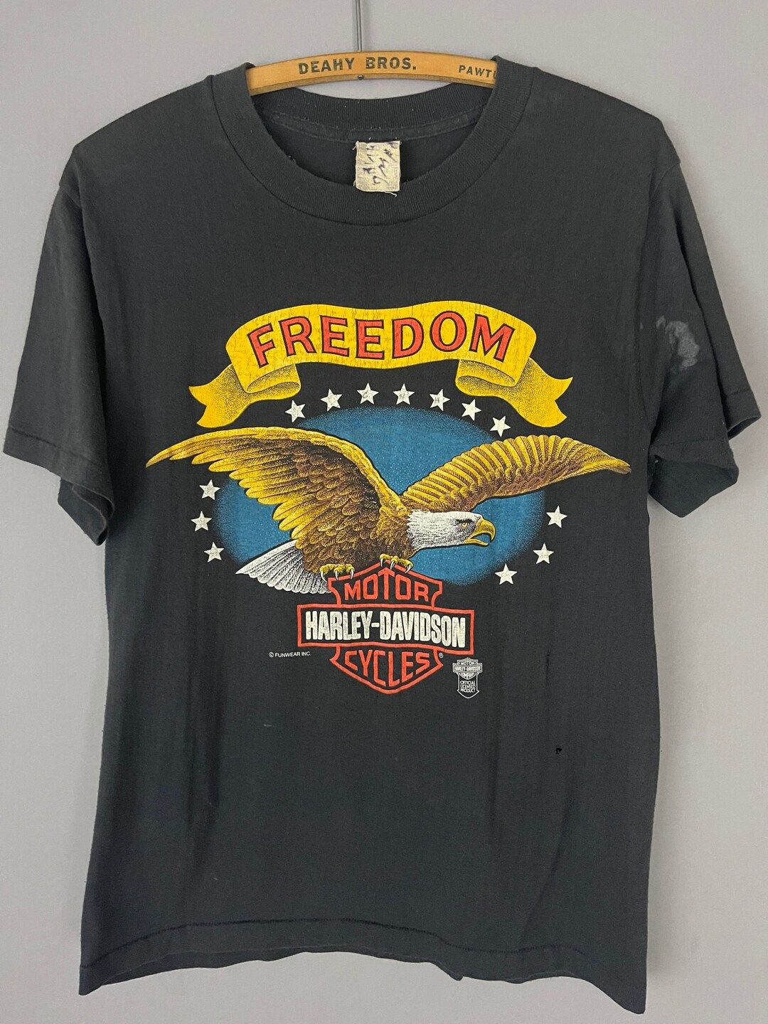 Harley Davidson vintage T-shirt/tee Freedom Stars and Eagle Motorcycle Funwear shirt, distressed ... | Etsy (US)
