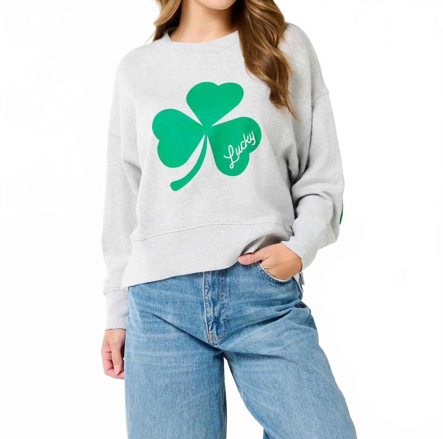 Shamrock Lucky Relaxed Sweatshirt In Grey | Shop Simon
