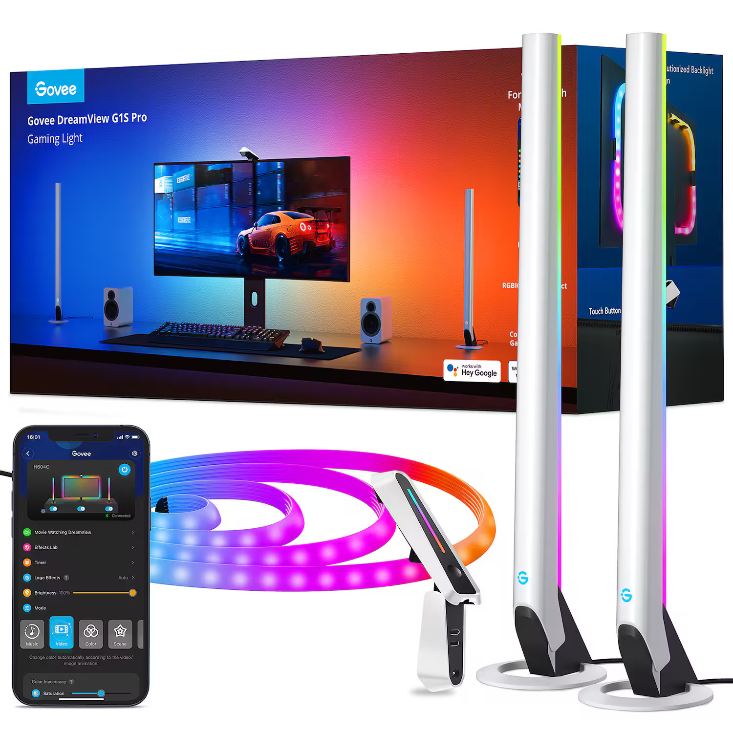 Govee - DreamView G1S Pro Gaming Light, 42+ Scene Modes, Real-Time Music Sync, Custom Immersive RGBIC Effects for PC - Multicolor | Best Buy U.S.