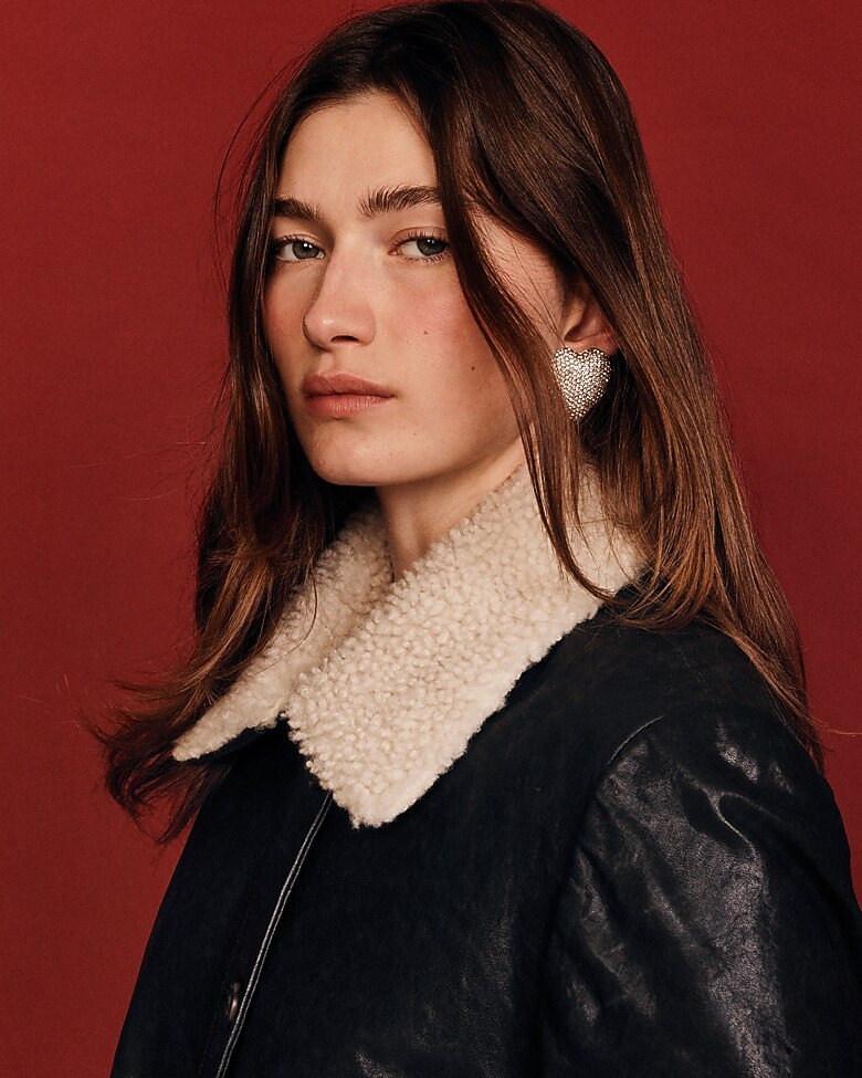 Pavé-encrusted heart stud earrings | J. Crew US