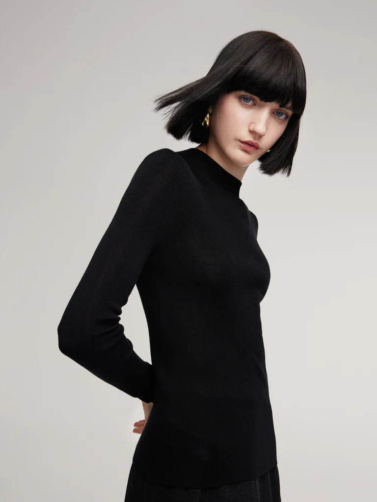 Cashmere Mulberry Silk Tencel Blend Women Knit Top | GOELIA