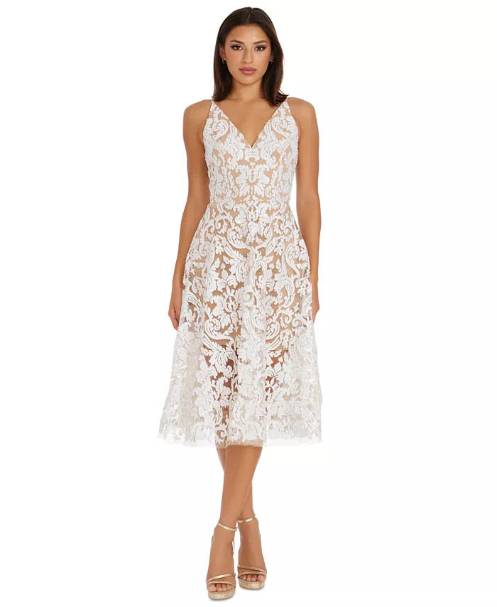 Dress the Population Blair Lace Midi Dress - Macy's | Macy's